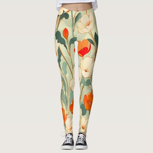  papaverbloesem leggings (Voorkant)
