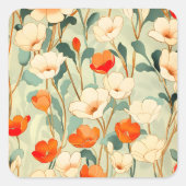 papaverbloesem vierkante sticker (Voorkant)