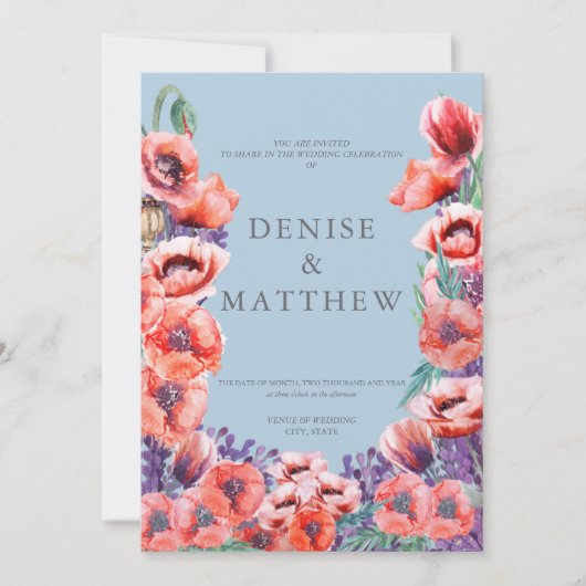 Papavercollectie met Omphalodes Blauwe Achtergrond Kaart (Voorkant)