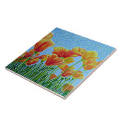 Papaverkeramische tegels tegeltje (Zijkant)