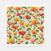 Papaverpatroon, rood en geel, servet (Voorkant)