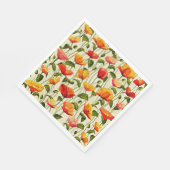 Papaverpatroon, rood en geel, servet (Hoek)