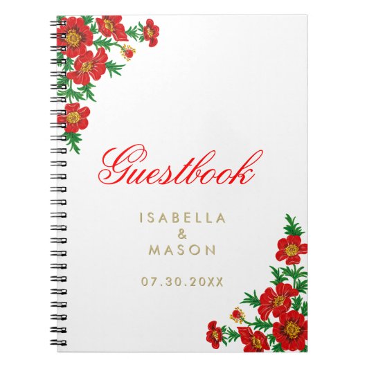 papaverrode bloemen - Guestbook Notitieboek (Voorkant)