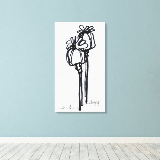 Papavers 1 canvas afdruk (Insitu (Houten vloer))