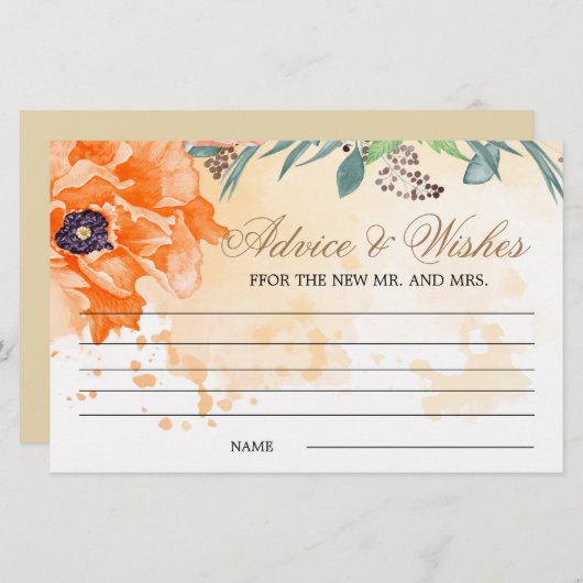 Papavers advies en wensen vrijgezellenfeest statio briefpapier (Voorkant / Achterkant)