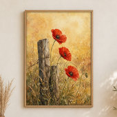 Papavers bij de Afsluiting Waterverf Poster