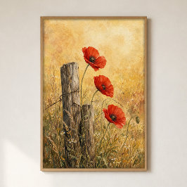 Papavers bij de Afsluiting Waterverf Poster