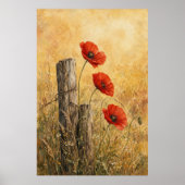 Papavers bij de Afsluiting Waterverf Poster (Voorkant)