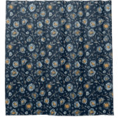 Papavers blauw bloemmotief douchegordijn (Voorkant)