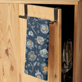 Papavers blauw grijs bloemmotief theedoek