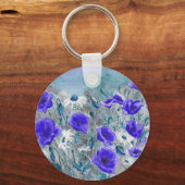 "Papavers blauw" Sleutelhanger (Voorkant)
