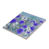 "Papavers blauw"-tegel Tegeltje (Zijkant)