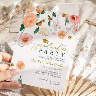 Papavers Bloemen Afstuderen Party Uitnodiging