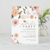 Papavers Bloemen Afstuderen Party Uitnodiging (Staand voorkant)