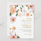 Papavers Bloemen Bruiloft Save the Date Kaart (Voorkant)