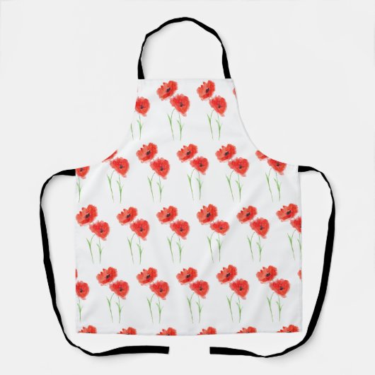 Papavers Bloemen Rood Papaver Botanische Kunst Pat Schort (Voorkant)