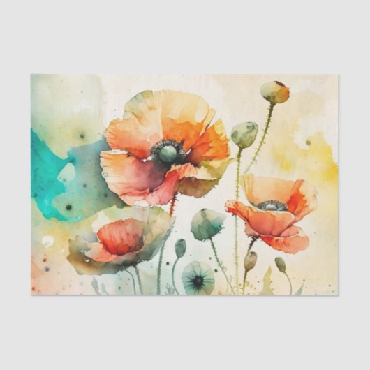 PAPAVERS bloemendecoupage papier (Voorkant)
