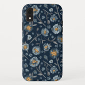 Papavers bloemenpatroon blauw Case-Mate iPhone case (Achterkant)