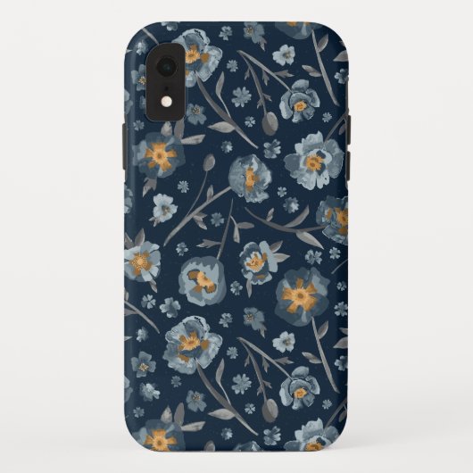 Papavers bloemenpatroon blauw Case-Mate iPhone case (Achterkant)