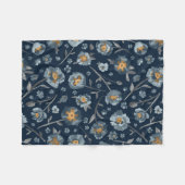 Papavers bloemenpatroon blauw fleece deken (Voorkant (Horizontaal))