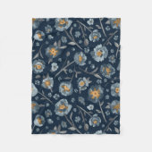 Papavers bloemenpatroon blauw fleece deken (Voorkant)