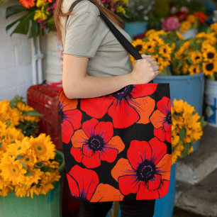  papavers Canvas tas