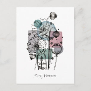 Papavers doedelen in inkt en Waterverf Briefkaart