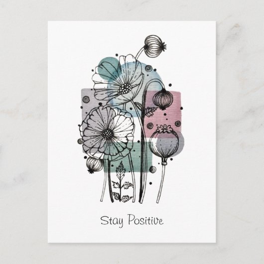 Papavers doedelen in inkt en Waterverf Briefkaart (Voorkant)