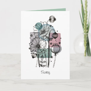 Papavers doedelen in inkt en Waterverf Kaart