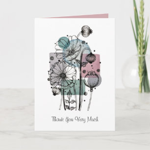 Papavers doedelen in inkt en Waterverf Kaart