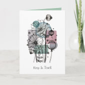 Papavers doedelen in inkt en Waterverf Kaart (Voorkant)