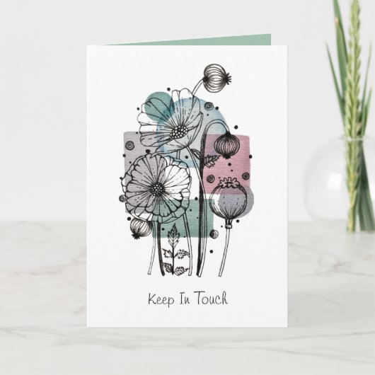 Papavers doedelen in inkt en Waterverf Kaart (Voorkant)