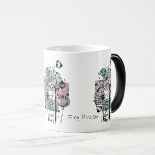 Papavers doedelen in inkt en Waterverf koffie Mok (Voorkant rechts)