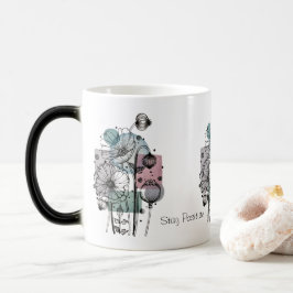 Papavers doedelen in inkt en Waterverf koffie Mok