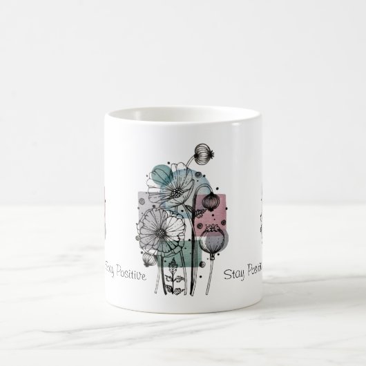 Papavers doedelen in inkt en Waterverf koffie Mok (Center)