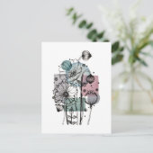 Papavers donker in inkt en Waterverf Briefkaart (Staand voorkant)
