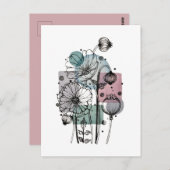 Papavers donker in inkt en Waterverf Briefkaart (Voorkant / Achterkant)