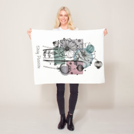 Papavers donker in inkt en Waterverf Fleece Deken