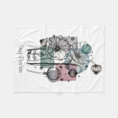 Papavers donker in inkt en Waterverf Fleece Deken (Voorkant (Horizontaal))