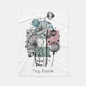 Papavers donker in inkt en Waterverf Fleece Deken (Voorkant)