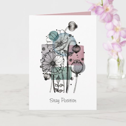 Papavers donker in inkt en Waterverf Kaart (Orchidee)