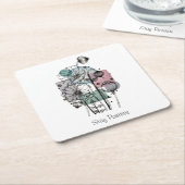 Papavers donker in inkt en Waterverf Kartonnen Onderzetters (Schuin)