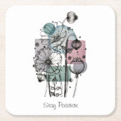 Papavers donker in inkt en Waterverf Kartonnen Onderzetters (Voorkant)