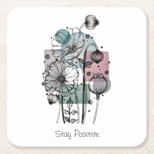 Papavers donker in inkt en Waterverf Kartonnen Onderzetters