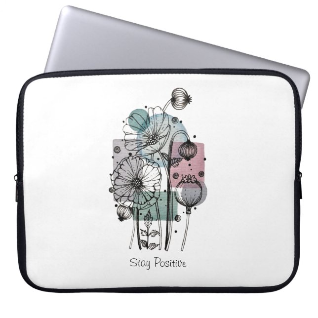 Papavers donker in inkt en Waterverf Laptop Sleeve (Voorkant)