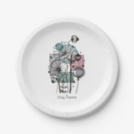 Papavers donker in inkt en Waterverf Papieren Bordje