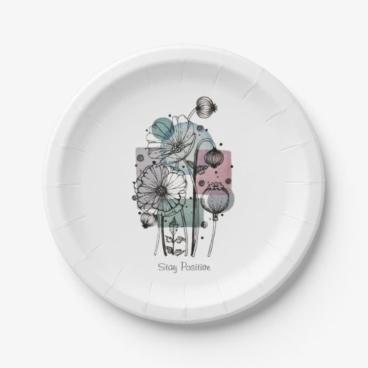 Papavers donker in inkt en Waterverf Papieren Bordje (Voorkant)