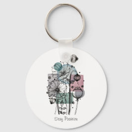 Papavers donker in inkt en Waterverf Sleutelhanger