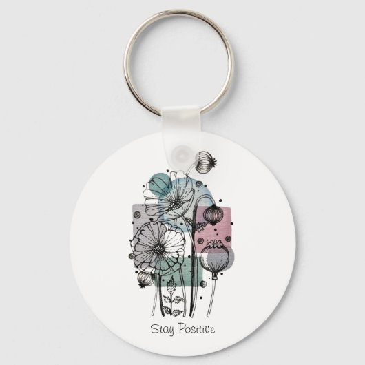 Papavers donker in inkt en Waterverf Sleutelhanger (Voorkant)