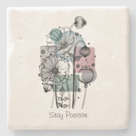 Papavers donker in inkt en Waterverf Stenen Onderzetter